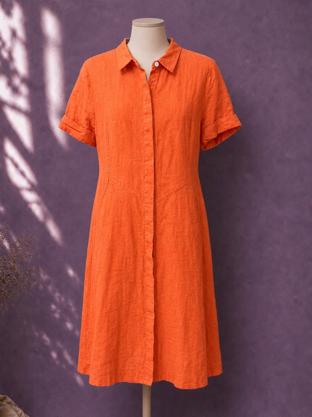 Jjill 100% linen orange shirt dress